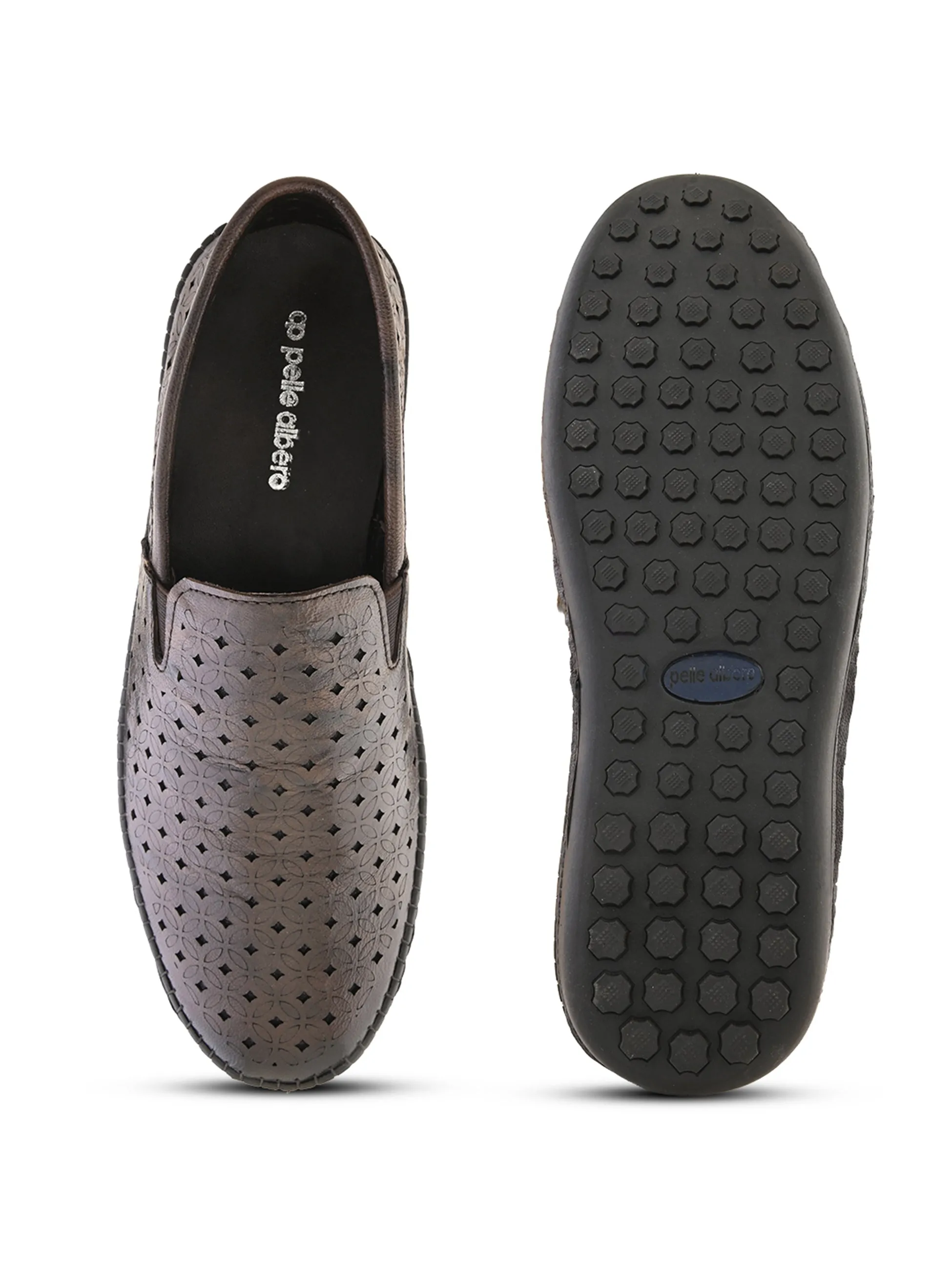 Pelle Albero Male's Brown Leather Casual Mojari