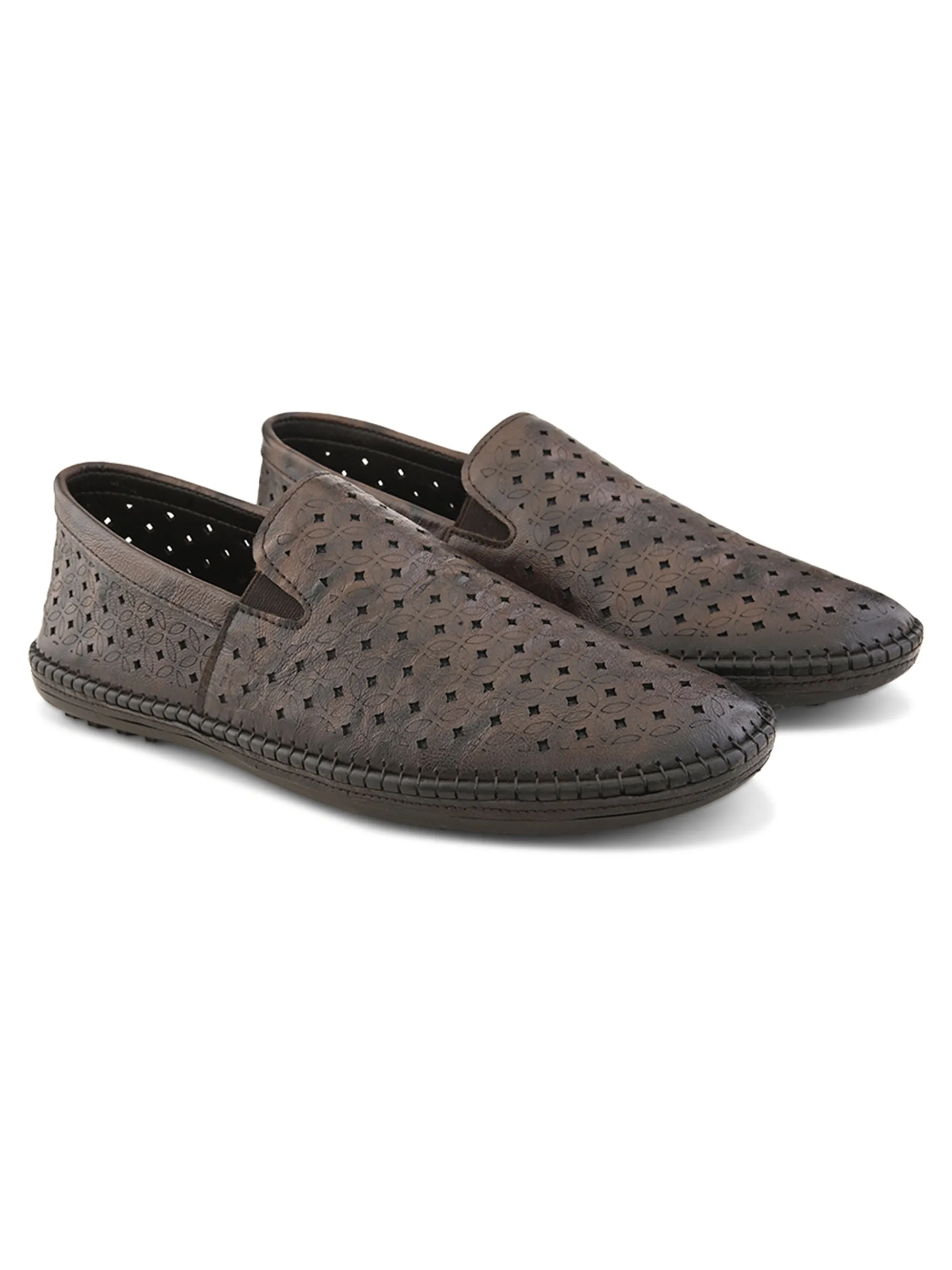 Pelle Albero Male's Brown Leather Casual Mojari