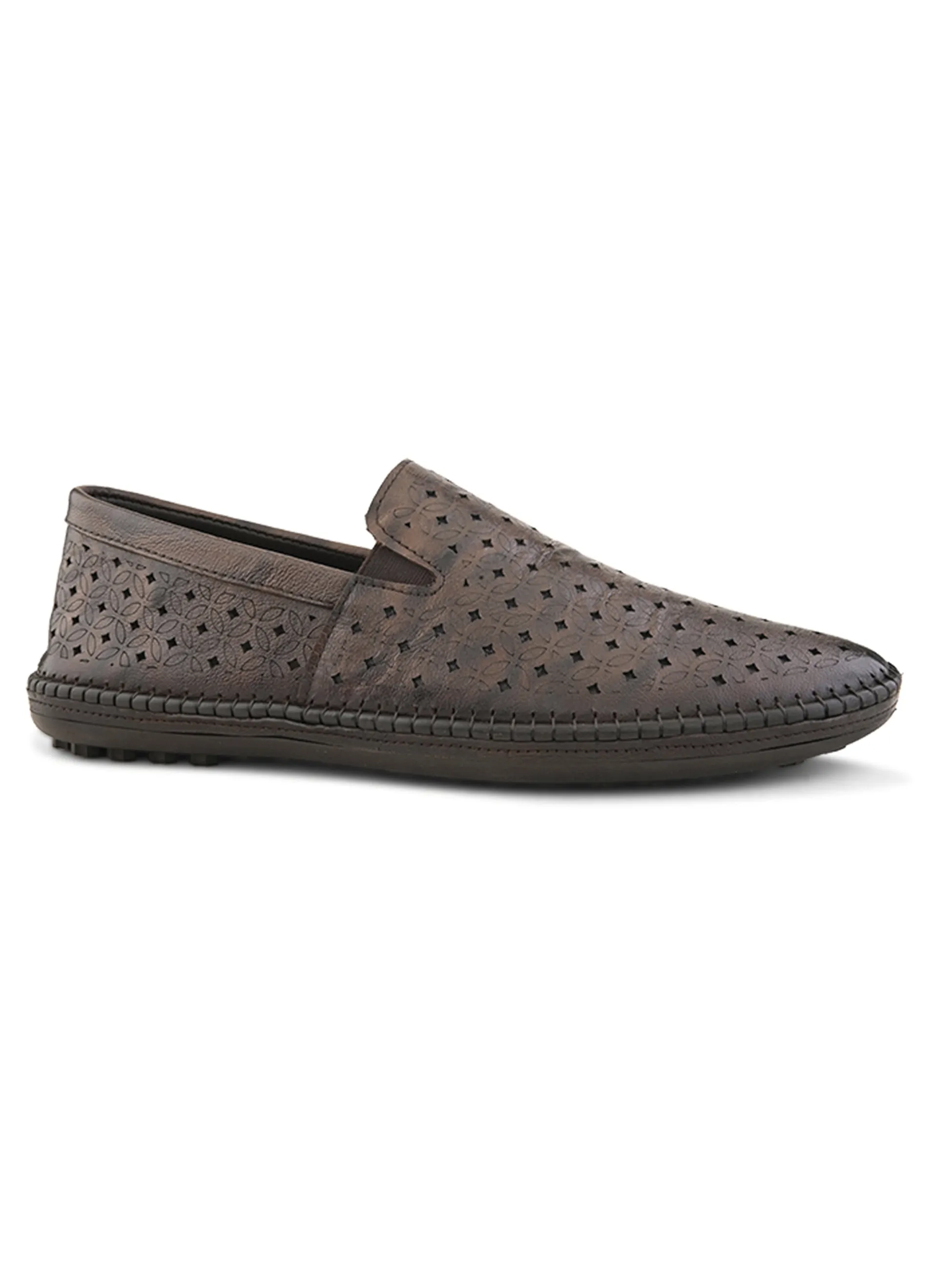 Pelle Albero Male's Brown Leather Casual Mojari