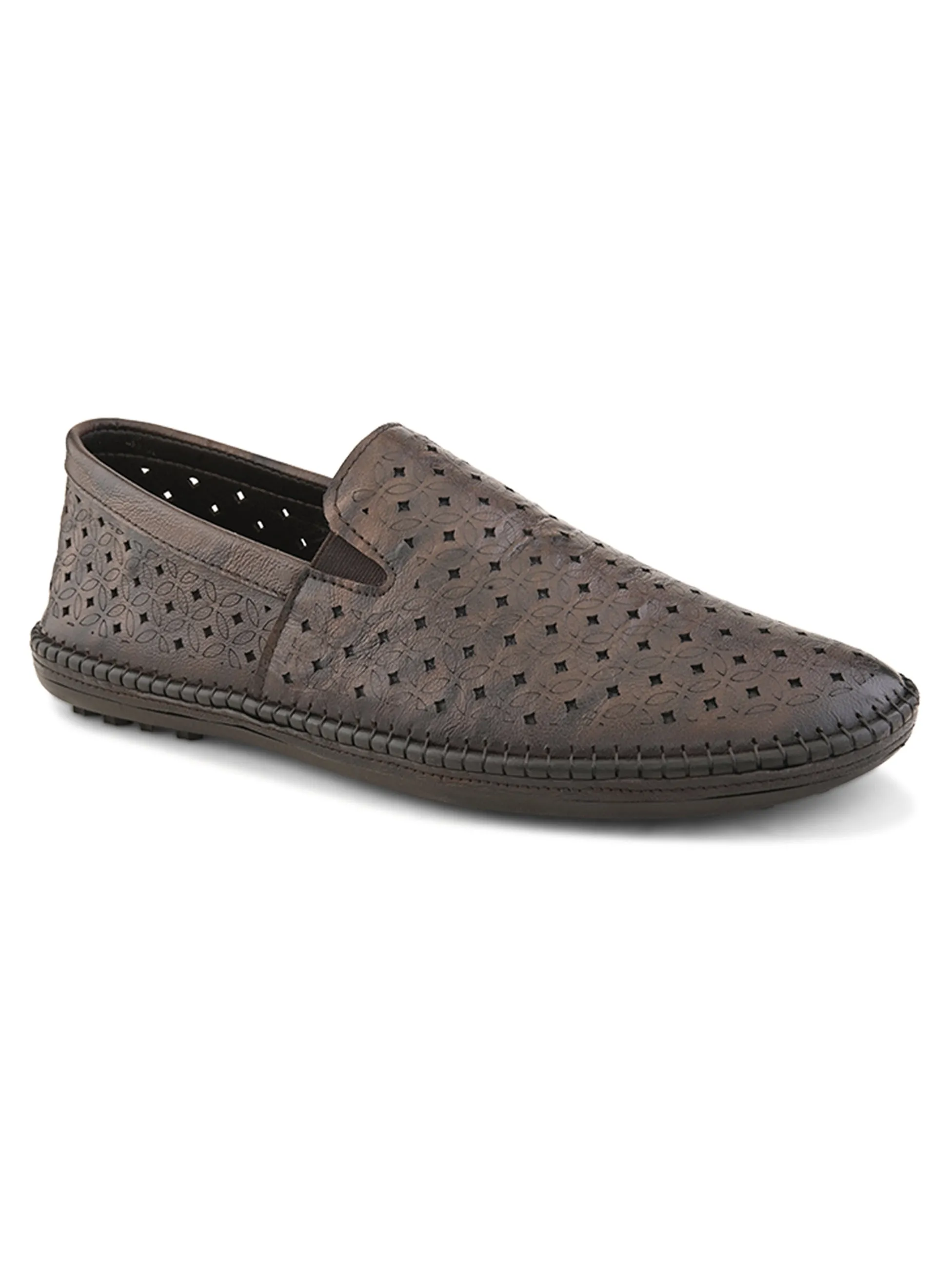 Pelle Albero Male's Brown Leather Casual Mojari