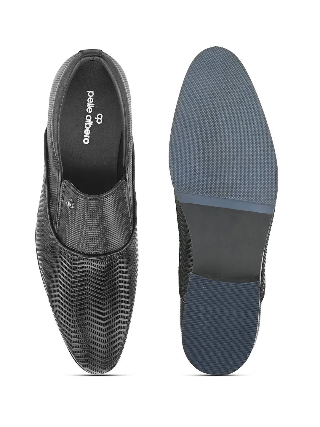 Pelle Albero Men Textured Leather Formal Slip-On Shoes