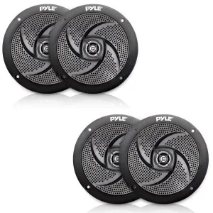 Pyle PLMRS5B 5.25-In Waterproof Low Profile Marine Speakers, Black (4 Speakers)