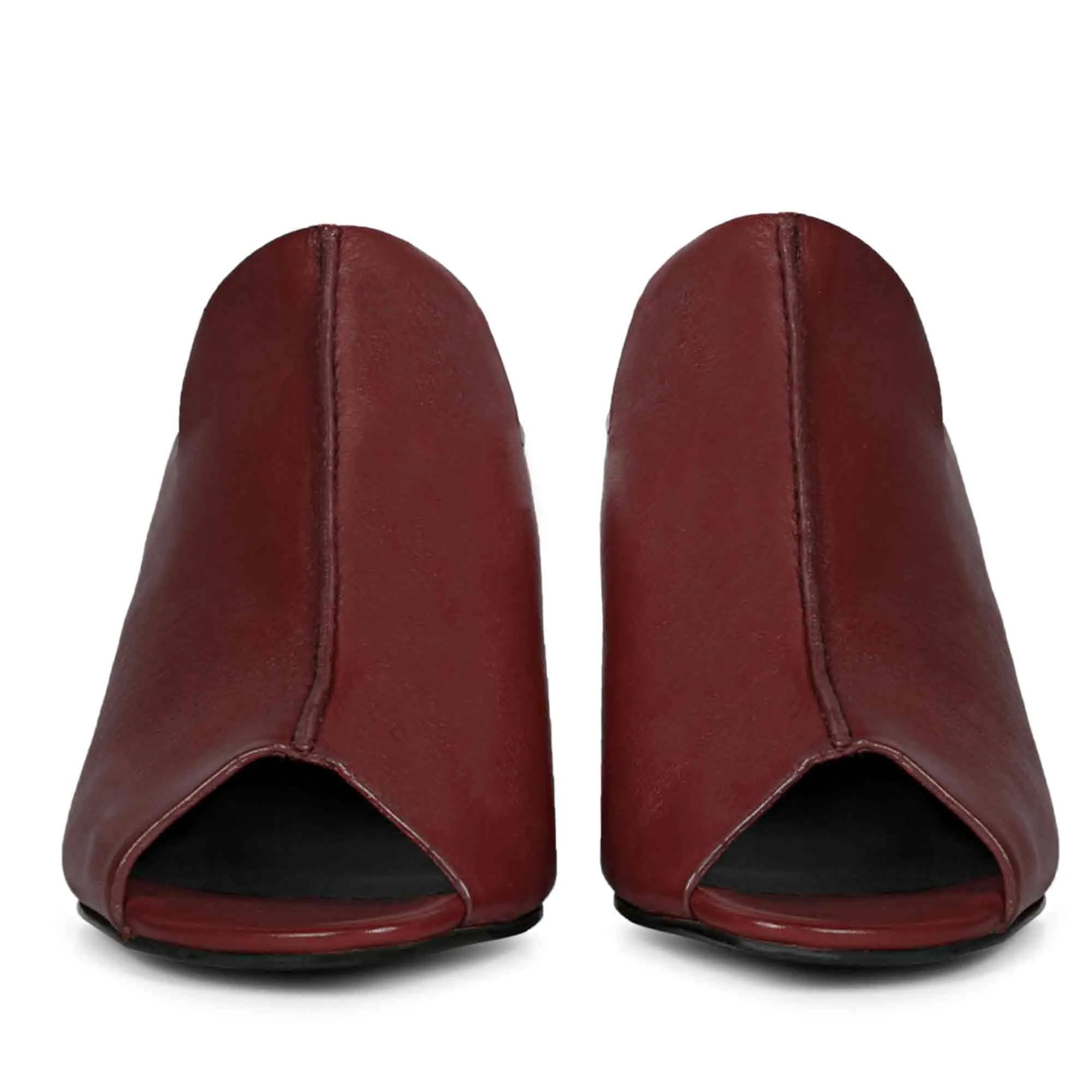 Saint Amor Burgundy Leather Block Heel Mules.
