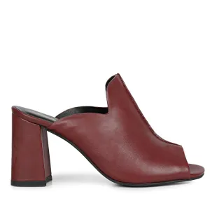 Saint Amor Burgundy Leather Block Heel Mules.