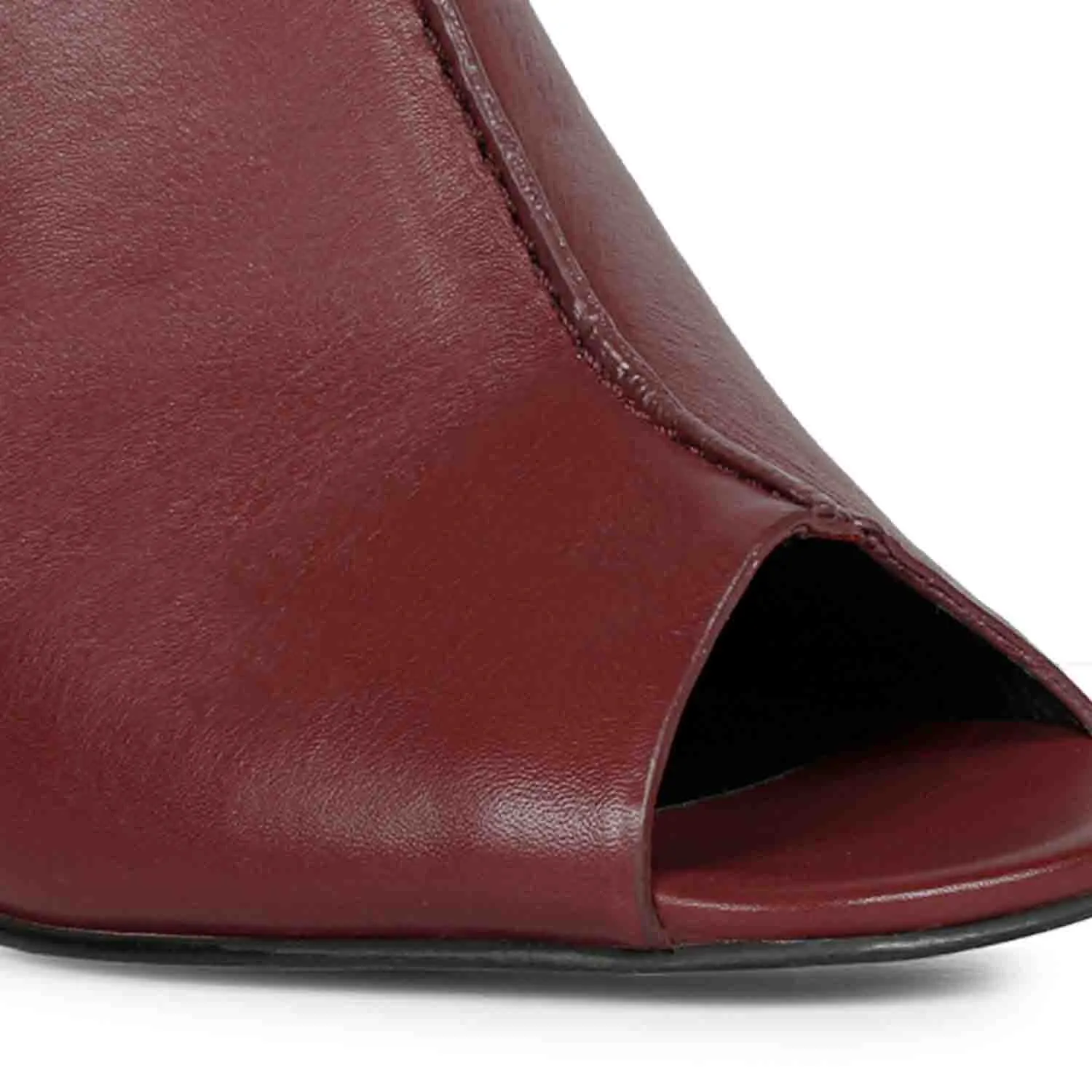 Saint Amor Burgundy Leather Block Heel Mules.