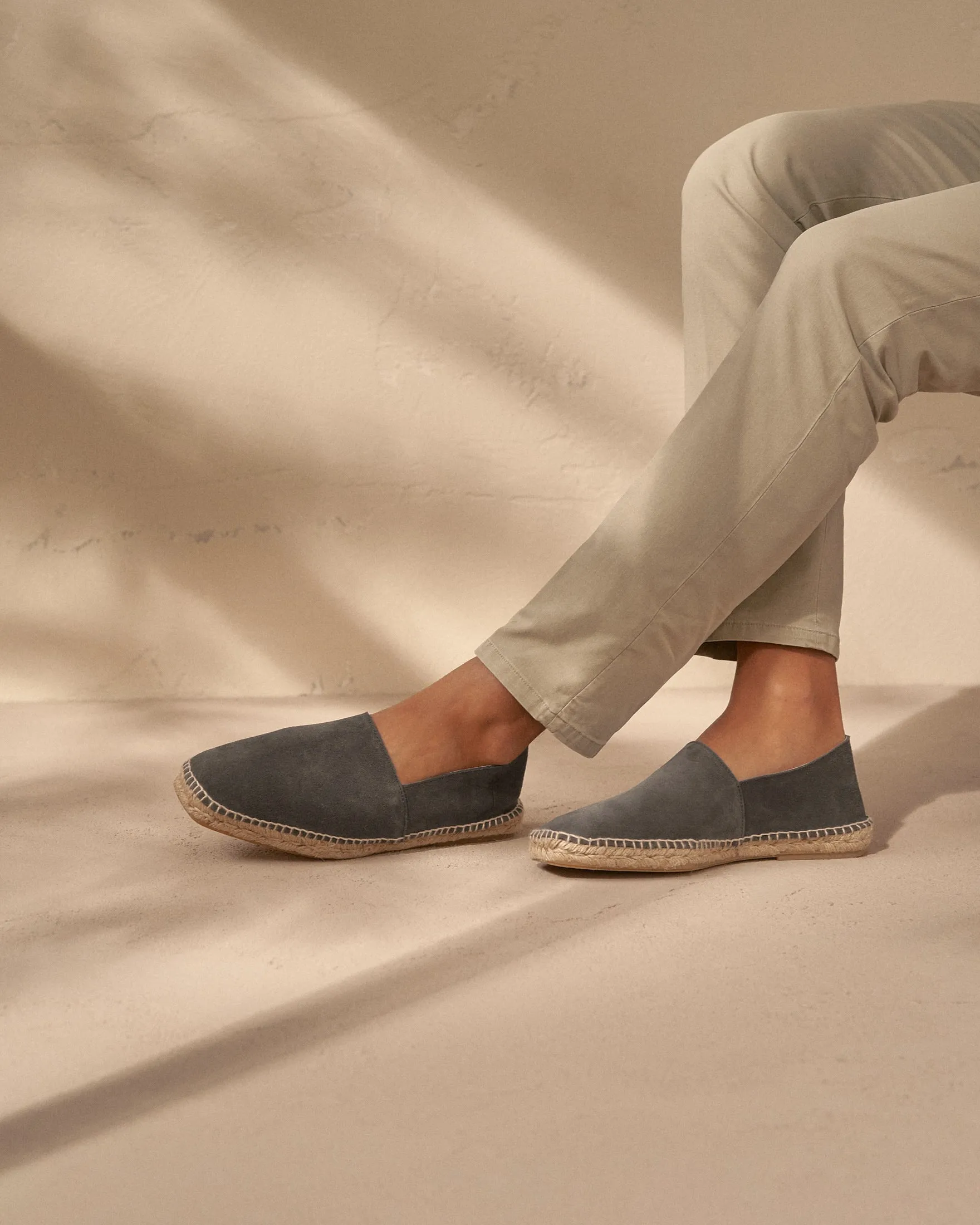 Suede Squared Toe Espadrilles - W10CQ - Hamptons Carbon Grey