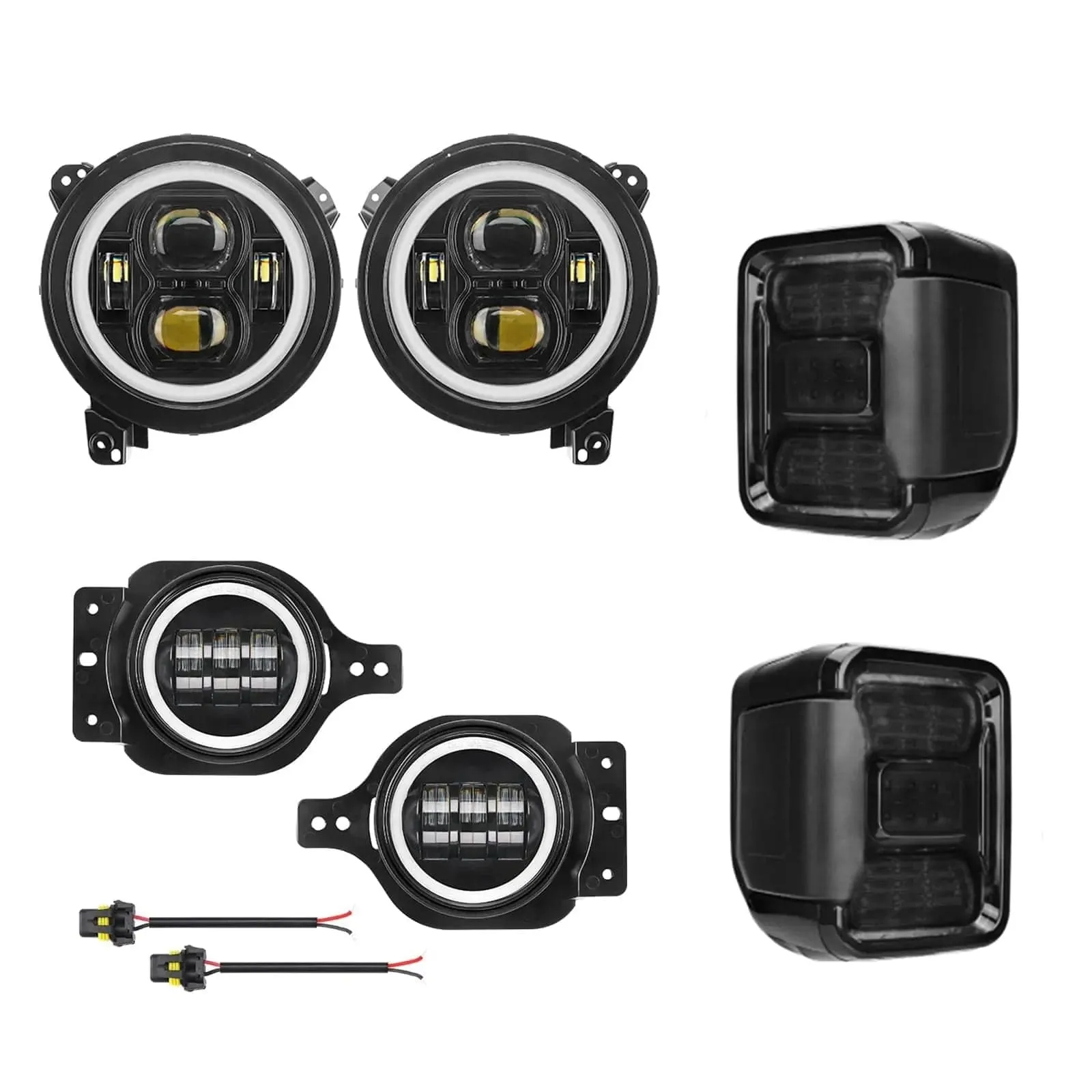 Suparee Jeep Gladiator 9" Halo LED Headlights & Fog Lights & Tail Lights for 2020  JT
