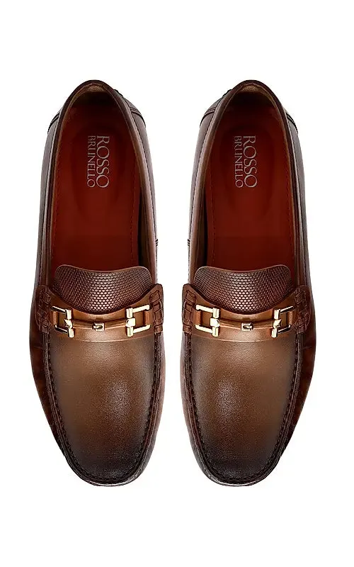 Tan Buckle Bar Moccasins