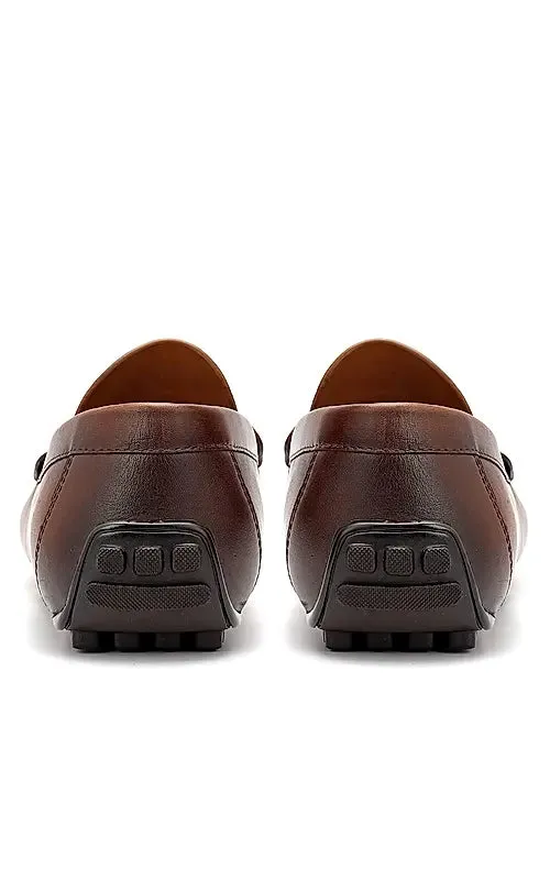 Tan Buckle Bar Moccasins