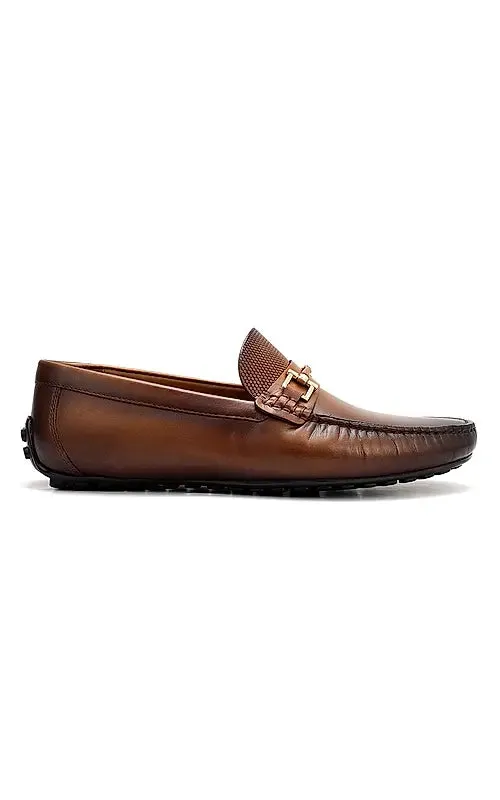 Tan Buckle Bar Moccasins