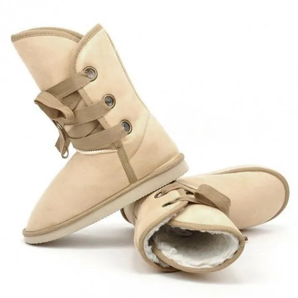Women Ankle Buckle Biker Winter Faux Fur Snow Boots