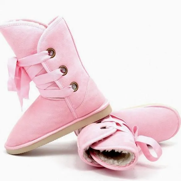 Women Ankle Buckle Biker Winter Faux Fur Snow Boots