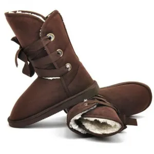 Women Ankle Buckle Biker Winter Faux Fur Snow Boots
