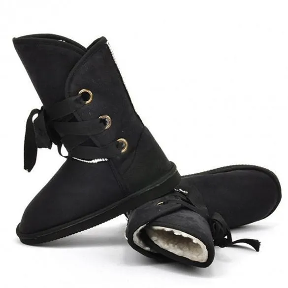 Women Ankle Buckle Biker Winter Faux Fur Snow Boots