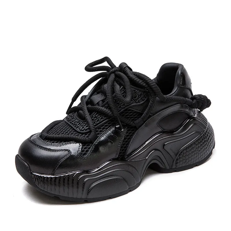 Women Minimalism Solid Breathable Mesh Chunky Platform Sneakers